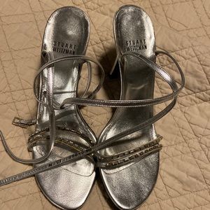 Silver Stuart Weitzman heels